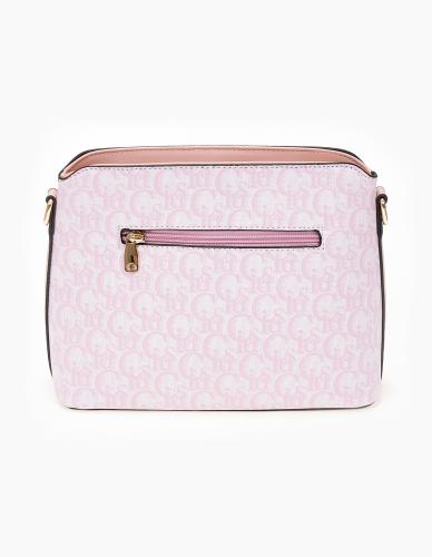 Γυναικεία τσάντα ώμου-χιαστί με logo - Ροζ